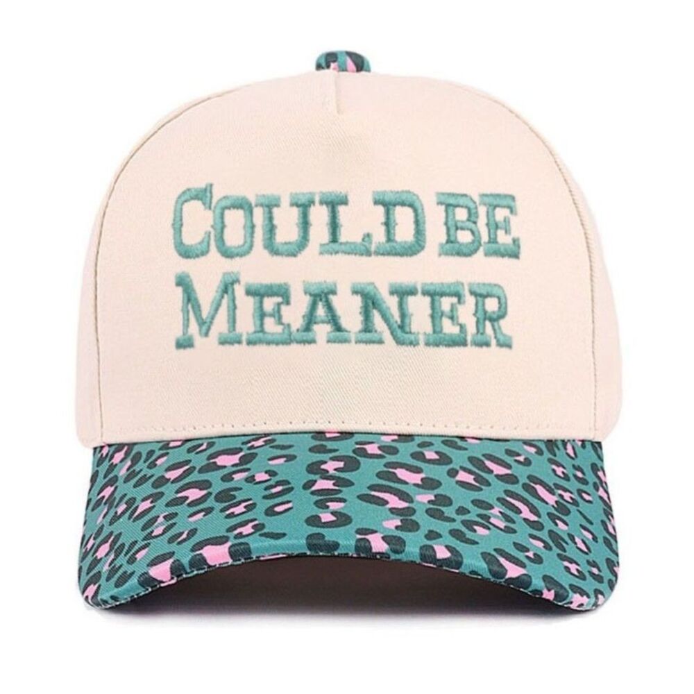 Could Be Meaner Two-Tone Cotton Cap Cougar Turquoise O/S NEW - Picture 2 of 4